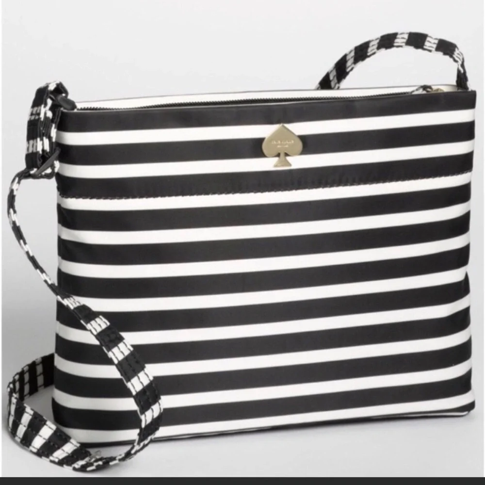 Kate Spade Black White  Striped Cammy Crossbody Bag